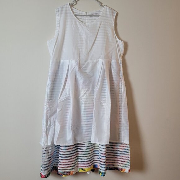 Rose Collection Dress & Jacket Womens 18 white Bright pop mesh A-line midi RC192 - Picture 15 of 16